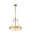 Quoizel pendant light Glass, Steel, Cream lampshade Brushed brass