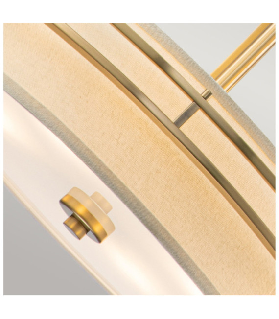 Suspension Quoizel Verre,Acier,Abat-jour crème Laiton brossé