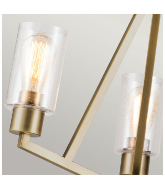 Kichler pendant light Steel, transparent grained glass Natural brass