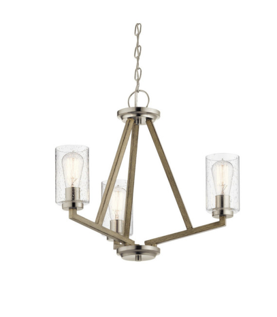 Kichler pendant light Steel, transparent grained glass Aged antique gray