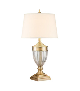 Lampada da tavolo Quoizel Vetro, Acciaio, Ottone Spazzolato Lino
