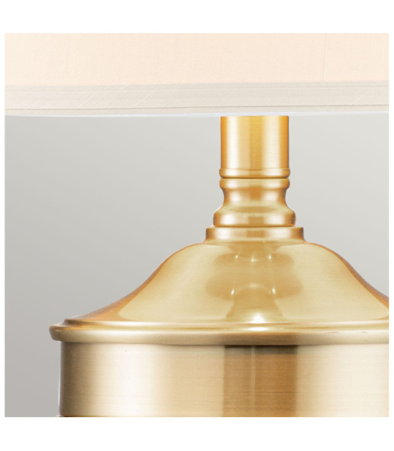 Quoizel Tischlampe Glas, Stahl, Leinen gebürstetes Messing