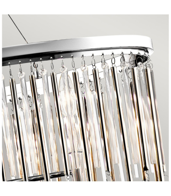 Kichler Crystal Pendant Light, Polished Chrome Steel