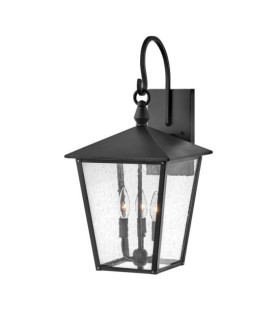 Hinkley exterior wall light Aluminum, brass, transparent grained glass Black