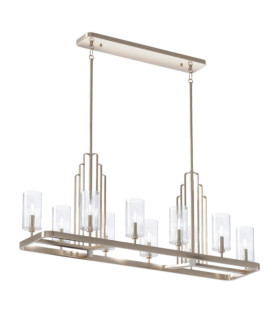 Kichler Pendelleuchte Stahl, transparentes geriffeltes Glas, poliertes Nickel