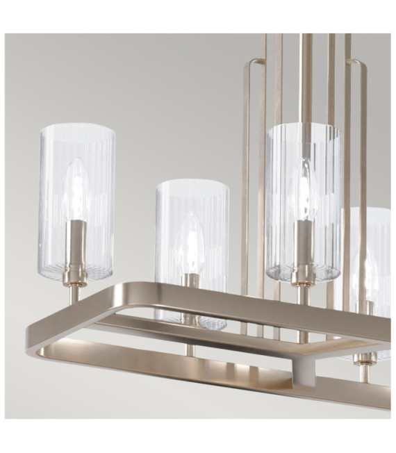 Suspension Kichler Acier,verre cannelé transparent Nickel poli