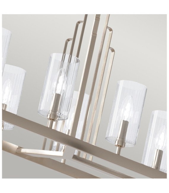 Kichler Pendelleuchte Stahl, transparentes geriffeltes Glas, poliertes Nickel