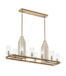 Kichler Pendelleuchte Stahl, transparentes geriffeltes Glas. Gebürstetes Naturmessing