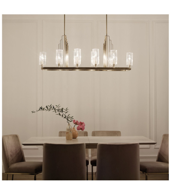 Kichler pendant light Steel, transparent fluted glass Brushed natural brass