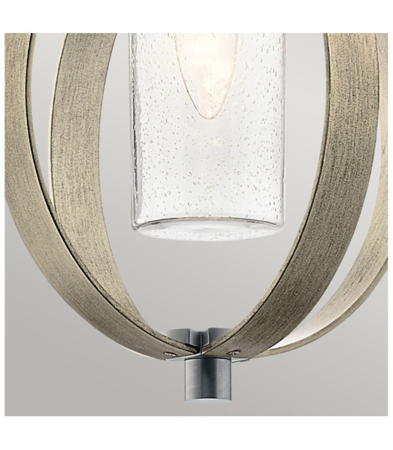 Kichler outdoor pendant light Aluminum, transparent grained glass Aged antique gray