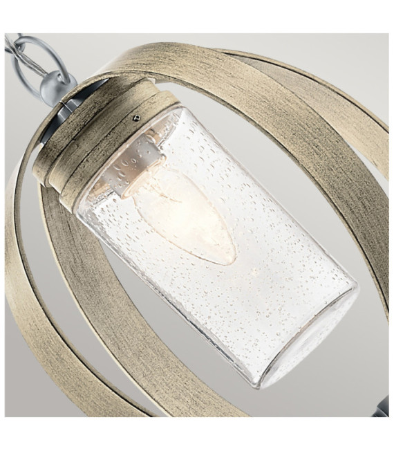 Lampada a sospensione per esterni Kichler Alluminio, vetro granulato trasparente Grigio antico invecchiato