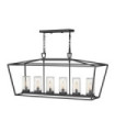 Hinkley exterior pendant light Aluminum, transparent grained glass Museum Black