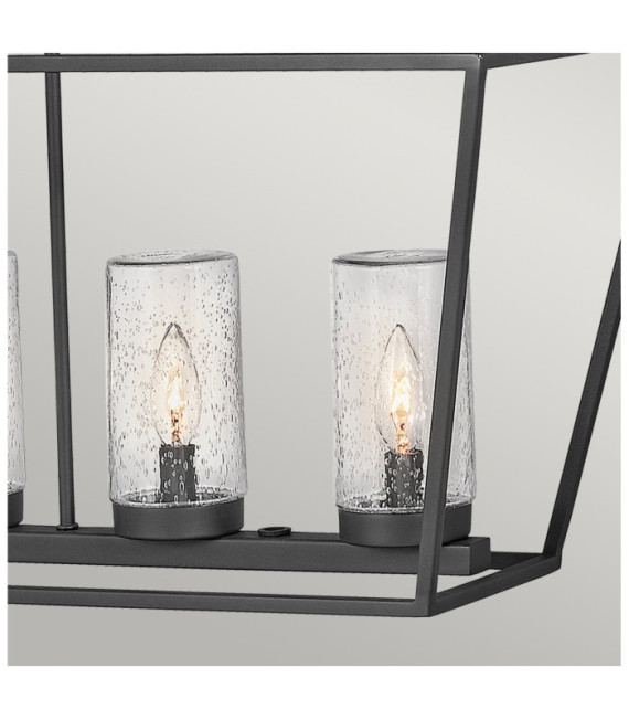 Hinkley exterior pendant light Aluminum, transparent grained glass Museum Black