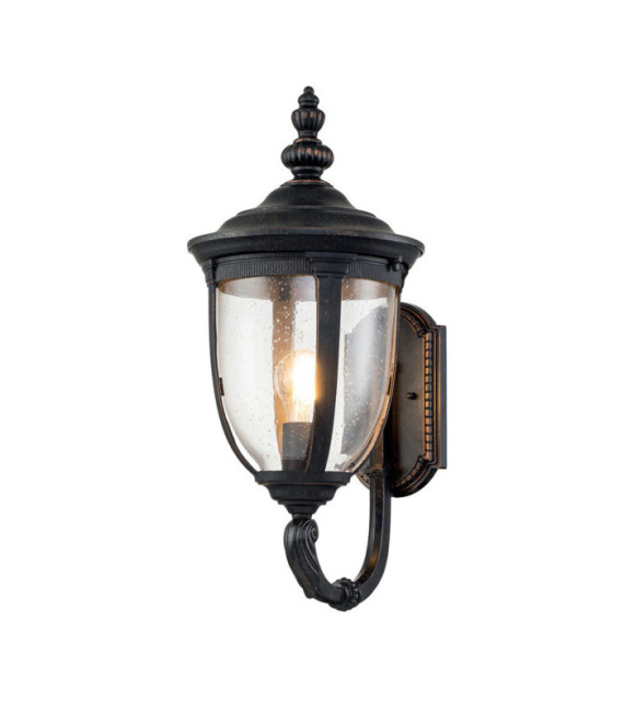 Cleveland aplique exterior Aluminio, cristal granulado transparente Bronce patinado