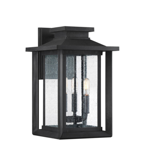 Quoizel outdoor wall light Transparent seed glass, weather-resistant composite, Black earth