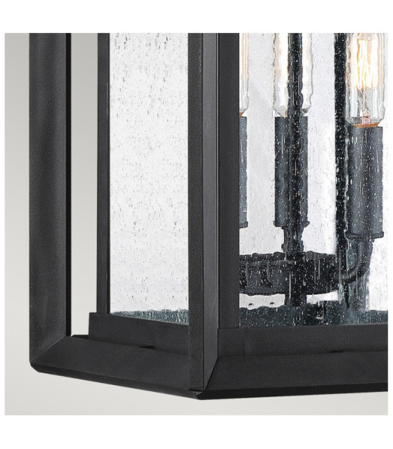 Lampada da parete per esterni Quoizel Vetro seme trasparente, materiale composito resistente agli agenti atmosferici, Terra nera