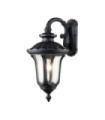 Chicago exterior wall light Aluminum, transparent grained glass Textured black