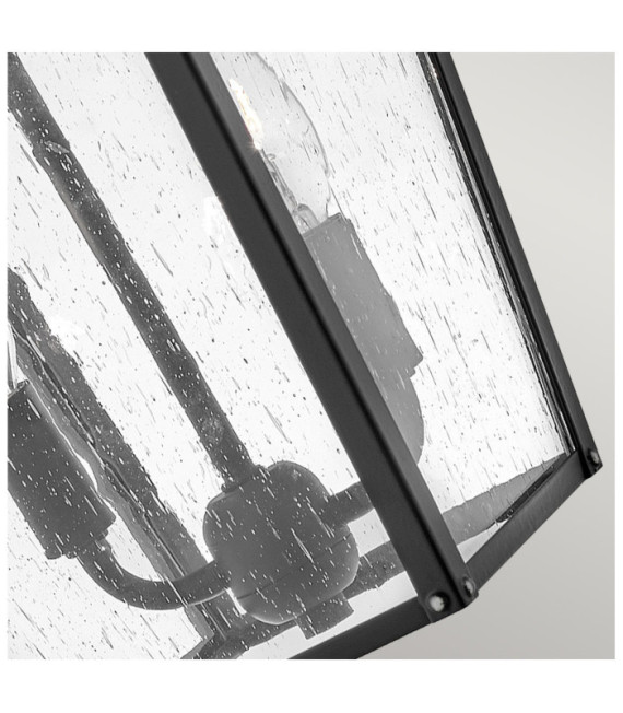 Hinkley exterior wall light Aluminum, brass, transparent grained glass Black