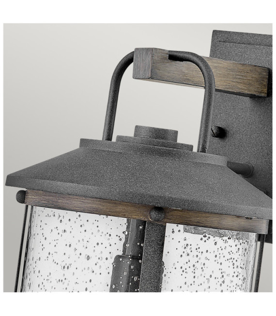 Hinkley exterior wall light Aluminum, transparent grained glass Aged zinc and driftwood gray