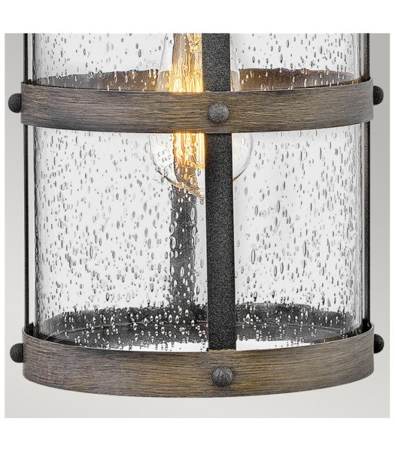 Hinkley exterior wall light Aluminum, transparent grained glass Aged zinc and driftwood gray