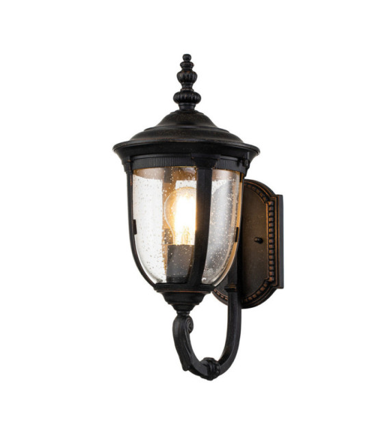 Cleveland exterior wall light Aluminum, transparent grained glass Patinated bronze
