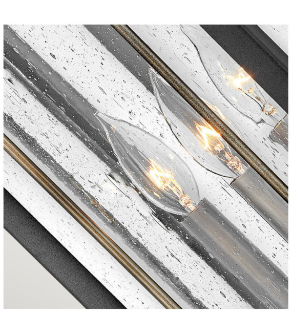 Hinkley outdoor wall light Aluminum, brass, clear seeded glass Textured black with burnished bronze