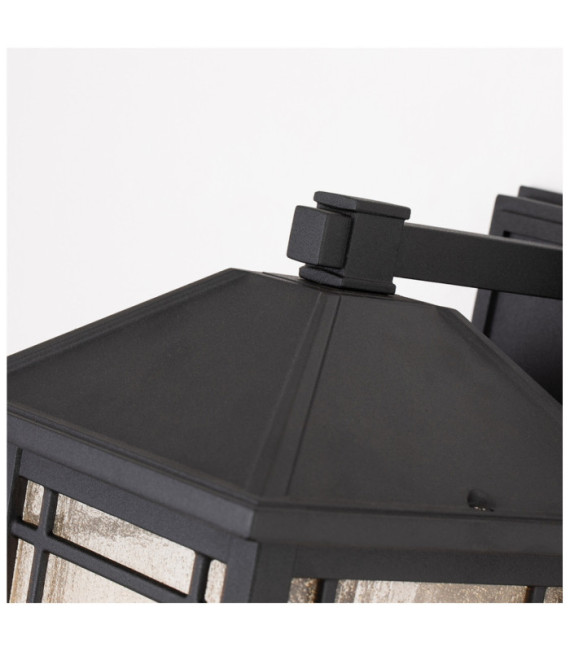 Lampada da parete per esterni Quoizel Alluminio, vetro granulato trasparente Nero