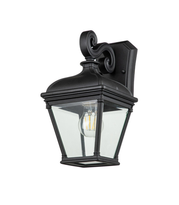 Aplique exterior Bayview Aluminio, cristal biselado transparente Negro
