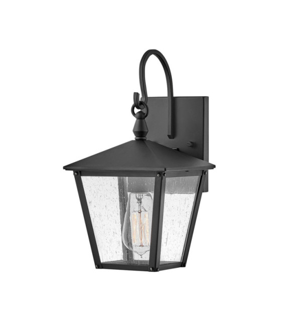 Hinkley exterior wall light Aluminum, brass, transparent grained glass Black