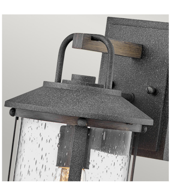 Hinkley exterior wall light Aluminum, transparent grained glass Aged zinc and driftwood gray
