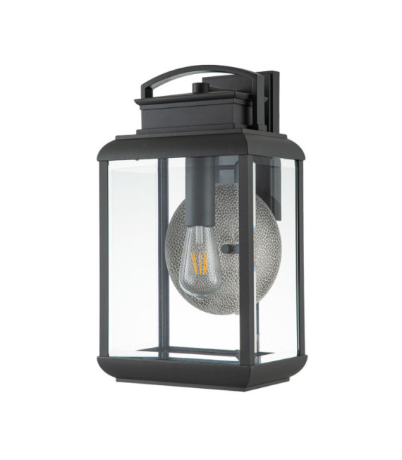 Quoizel exterior wall light Aluminum, copper, steel, transparent beveled glass Graphite with tin reflector