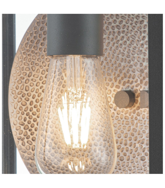 Quoizel exterior wall light Aluminum, copper, steel, transparent beveled glass Graphite with tin reflector