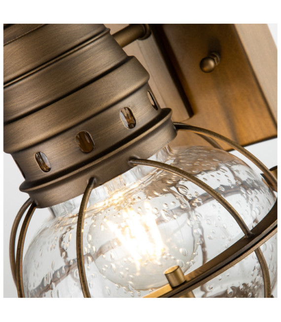 Lampada da parete per esterni Kichler Alluminio, vetro granulato trasparente Ottone naturale
