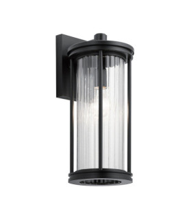 Lampada da parete per esterni Kichler Vetro trasparente, alluminio, acciaio Nero