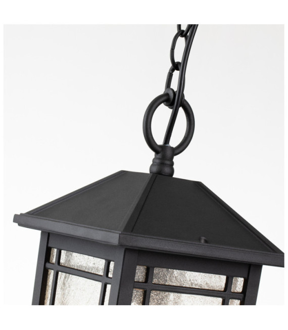 Lámpara colgante para exterior Quoizel Aluminio, cristal granulado transparente Negro