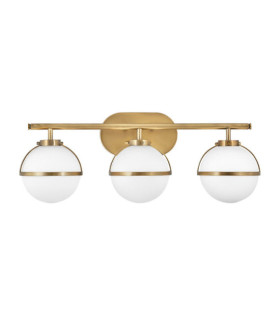 Wandleuchte Badezimmer Hinkley Steel, transparentes genarbtes Glas Brass Heritage