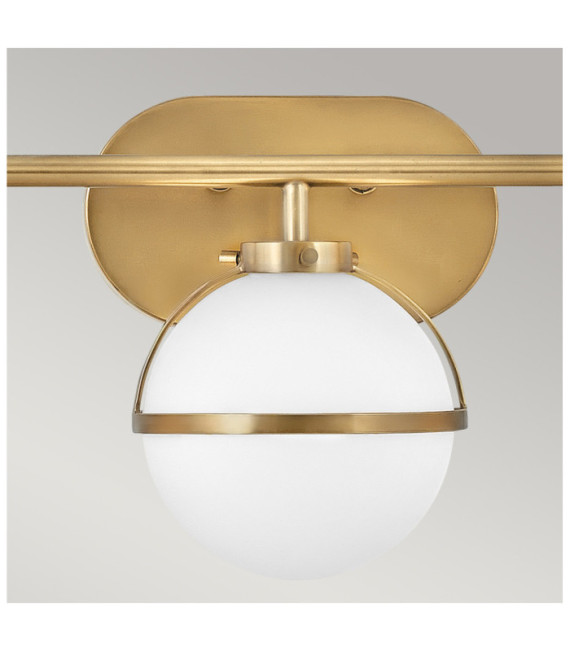 Lampada da parete Bagno Hinkley Acciaio, vetro granulato trasparente Ottone Heritage