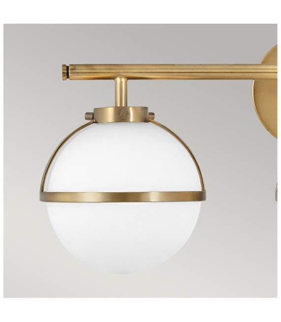 Wandleuchte Badezimmer Hinkley Steel, transparentes genarbtes Glas Brass Heritage