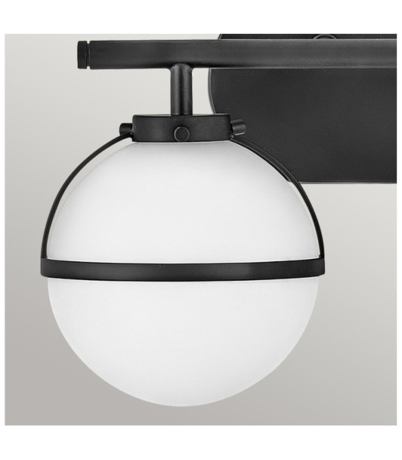 Hinkley Bathroom Wall Light Opal Glass, Black Steel