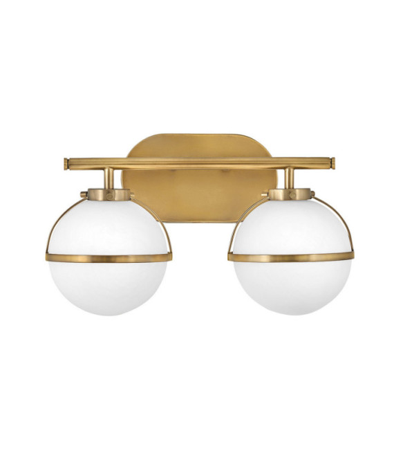 Lampada da parete Bagno Hinkley Acciaio, vetro granulato trasparente Ottone Heritage