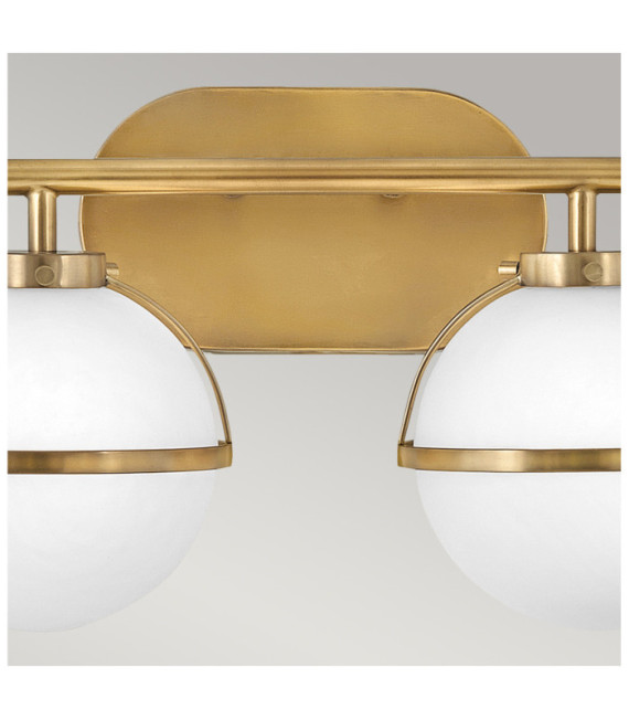 Wandleuchte Badezimmer Hinkley Steel, transparentes genarbtes Glas Brass Heritage