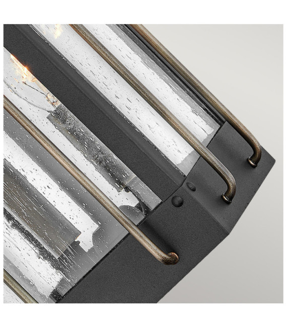 Applique murale extérieur Hinkley Aluminium,laiton,verre grainé transparent Noir texturé avec bronze bruni
