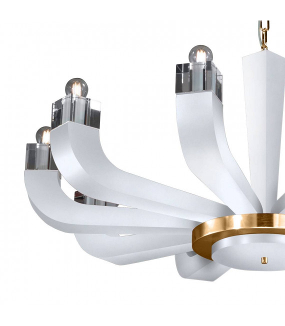 Design Kronleuchter RIVIERA weiß 10 Glühbirnen