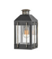 Hinkley outdoor wall light Aluminum, brass, clear seeded glass Textured black with burnished bronze