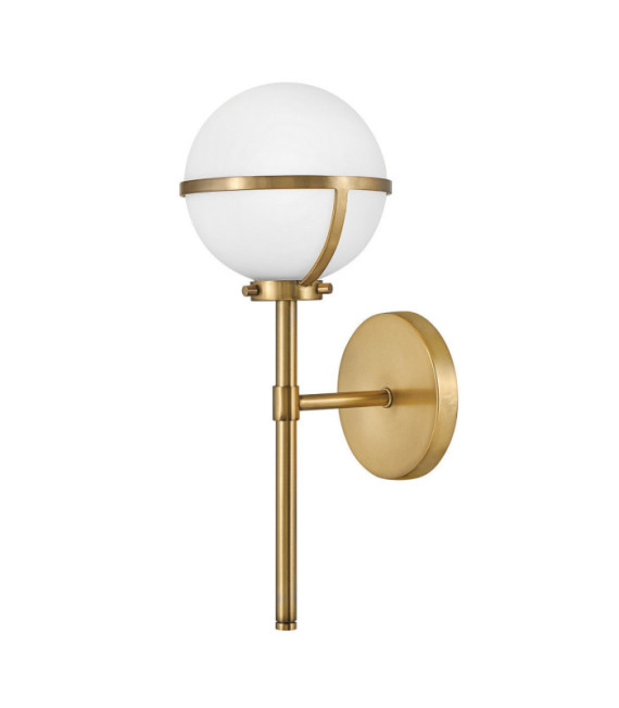 Wall light Bathroom Hinkley Steel, transparent grained glass Brass Heritage
