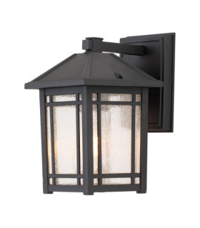 Lampada da parete per esterni Quoizel Alluminio, vetro granulato trasparente Nero