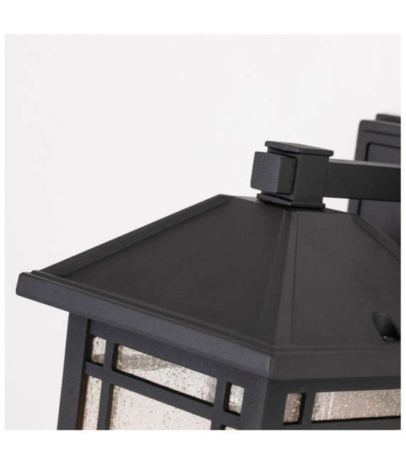 Lampada da parete per esterni Quoizel Alluminio, vetro granulato trasparente Nero