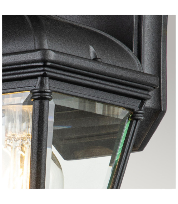 Aplique exterior Bayview Aluminio, cristal biselado transparente Negro