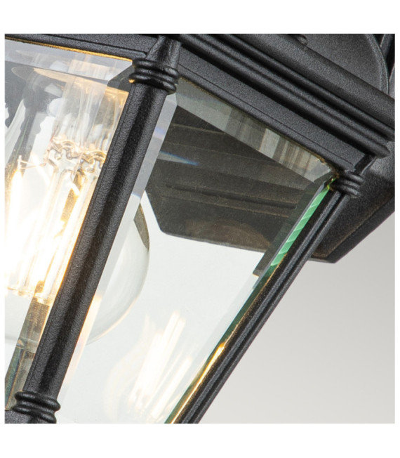 Außenwandleuchte Bayview Aluminium, transparentes, abgeschrägtes Glas Schwarz