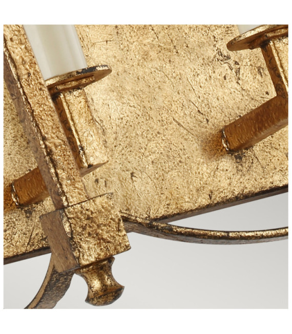 Lámpara de pared Feiss de acero dorado antiguo